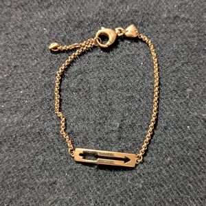 Fossil Copper Tone Arrow And Heart Dainty Delicate Statement Bracelet